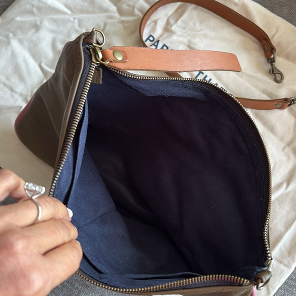 Parker Thatch Olive with Pink Piping Lee Hobo Bag with Slouchy Design - Picture 3 of 5